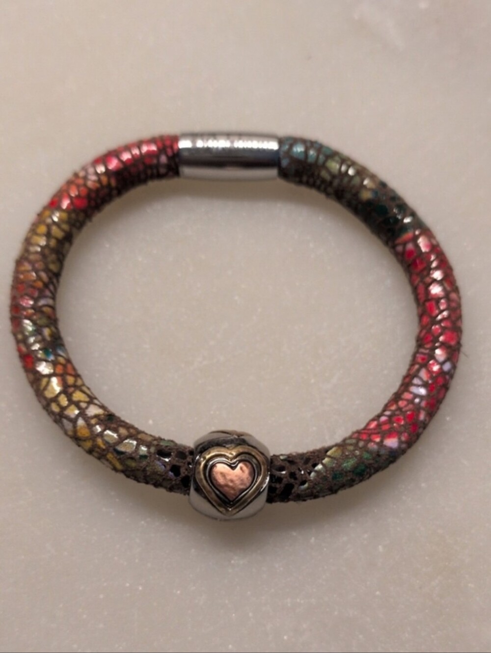 Brighton Woodstock Charm Bracelet in Fall Colors With Heart Charm - Like New!